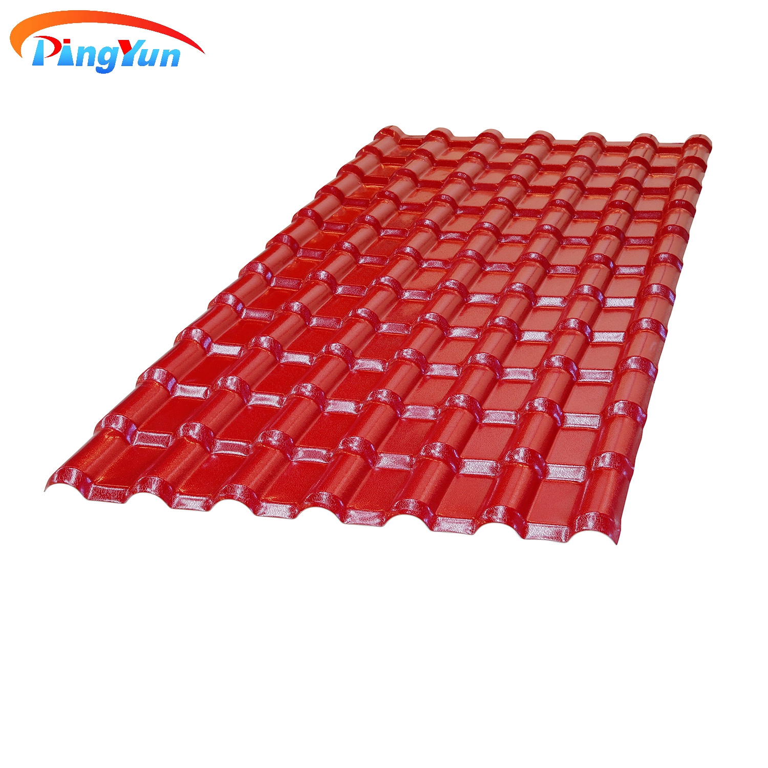 Teja de techo de PVC de plástico rojo de ladrillo de casa residencial